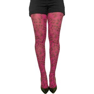 Pink Musical Notes Tights for women | Perfect Music teacher gift!
